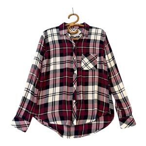 Rails |‎ Hunter Plaid Button Front Shirt Burgundy Black White Size S Rayon